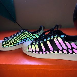 Size 11.5 Adidas Iridescent Black Superstars